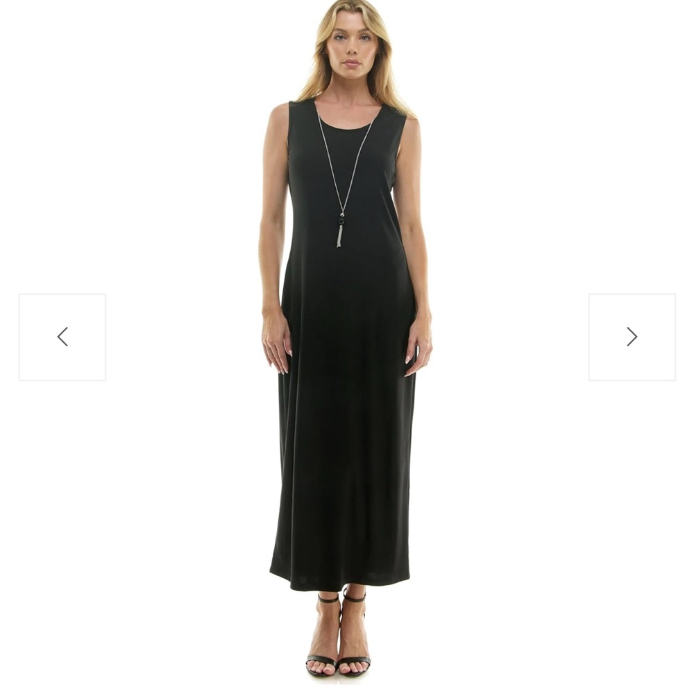 NWT Maxi dress & jacket;sparkling jacket over tank dress,necklace Silver/Black,L - Picture 3 of 12